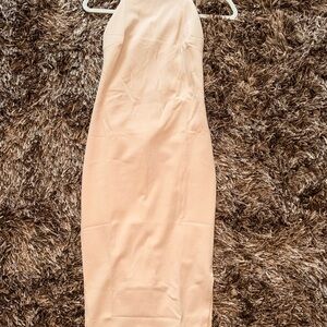 Boohoo Elegant Backless Cream Dress